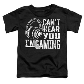 Popfunk Can't Hear You Gaming Kids T Shirt (3) for Toddler Boys and Girls, Black