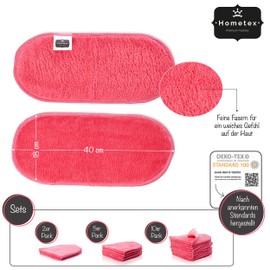 Set of 5 Make-Up Remover Cloths Microfibre Facial Cleansing Cloths Ideal for Sensitive Skin Oeko-Tex 100 Standard Approx. 300 g/m² 40 x 18 cm Pink