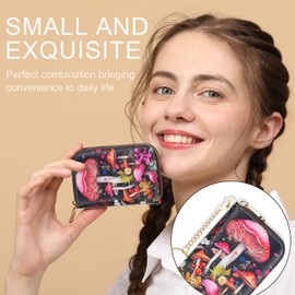 APHISON RFID Credit Card Holder Wallets for Women Leather Zipper Card Case for Ladies Keychain Wallet