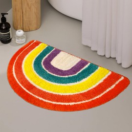 YOOCHUENG Bath Mat Rug Absorbent Fluffy Rainbow Shape Bathroom Mat Non-Slip Bath Mat for Bedroom Tub, Machine Washable