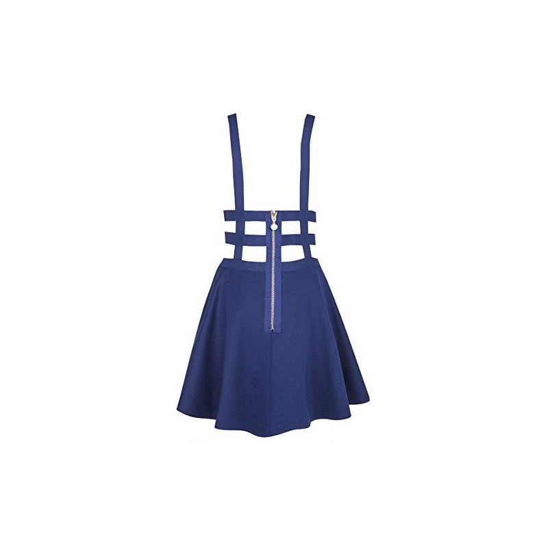 EXCHIC Minifalda Plisada con Tirantes para Mujer, Azul Marino, XL