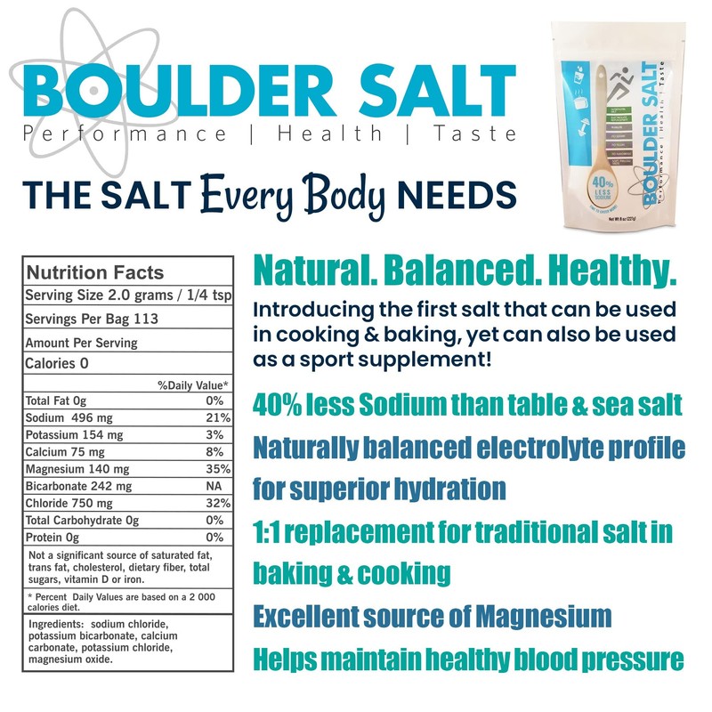 Boulder Salt - Low Sodium - Potassium Magnesium Salt Substitute
