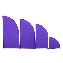 Balsa Circle 4 Purple Fitted Spandex Matter Half Moon Wedding Arch Backdrop Stand Covers Set Party Events Reception Decorations Supplies