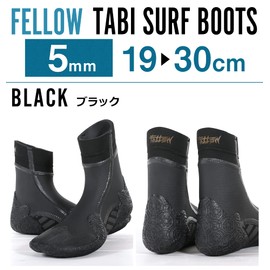 FELLOW Surf Boots 5mm, Thermal, Fleece-Lined, Surfing Shoes, Pointed Toe, Insulated, Brushed, Waterproof, Japan Standard, Men's, Women's, For Extreme Cold, Semi-Dry Suit, Black, 25cm