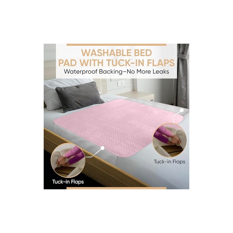 2 x Washable Incontinence Bed Pads Pink | 85 x