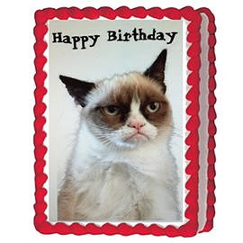 Grumpy Cat Edible Cake Image Topper 1/4 Sheet Decoration Birthday Party