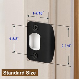 MOSECYOU Door Strike Plates with Spacer Shims, Standard Door Strike Replacement, Universal Residential Security Striker Catcher, Fix Door Won’t Latch Close (2pack, Black)