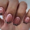 French Tip Press on Nails Short Square Fake Nails with