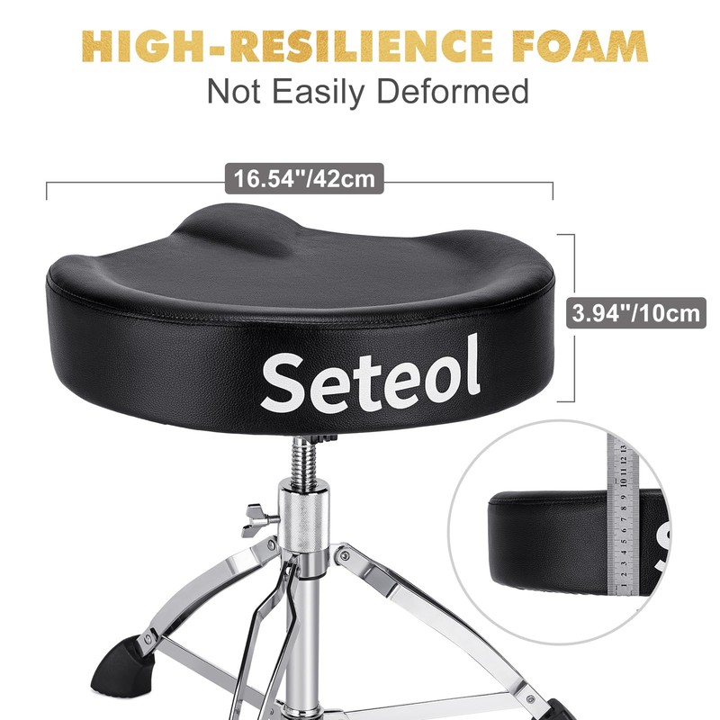 Seteol Heavy Duty Drum Throne 330 lbs, Saddle Drum Stool