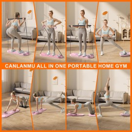 Canlanmu Pilates Board,Multifunctional Rebound Abdominal Board,Foldable Pilates Reformer Set, Ab Core Trainer Machine,Ab Exercise Board,Abs Workout Equipment for Women Home Gym Equipment,Pink