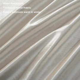 HYAWGE Off White Velvet Shower Curtains for Bathroom,260 GSM Heavy Duty Fabric Luxury Shower Curtain with Hooks, Thicken, Washable, Waterproof for Hotels, Bathtubs, 72 x 72 inches