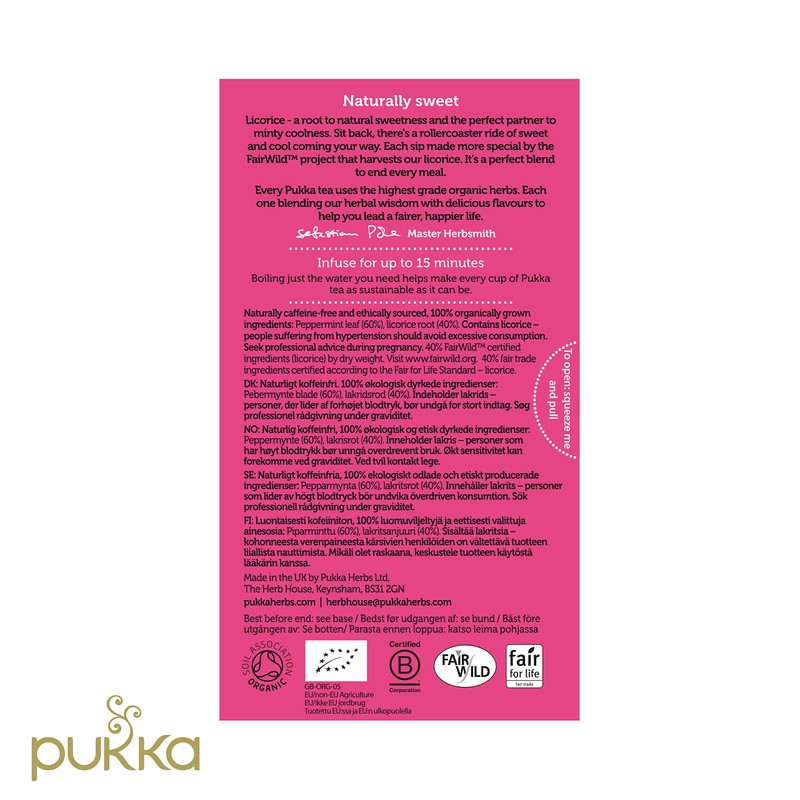 Pukka Peppermint & Liquorice Organic Herbal Tea 20 Sachets 30g
