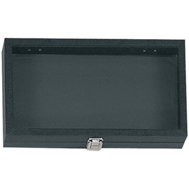 Hard-Sided Black Jewelry and Collector's Display Case 15 x 9 x 2-Inches Felt-Lined Glass Top