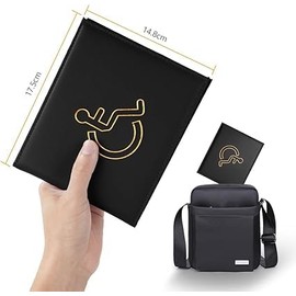 Disabled Badge and Timer Holder, PU Leather Disabled Badge Holder Wallet Protector, Blue Badge Timer Holder ProtectorHologram Safe Disabled Badge Holder (Black)