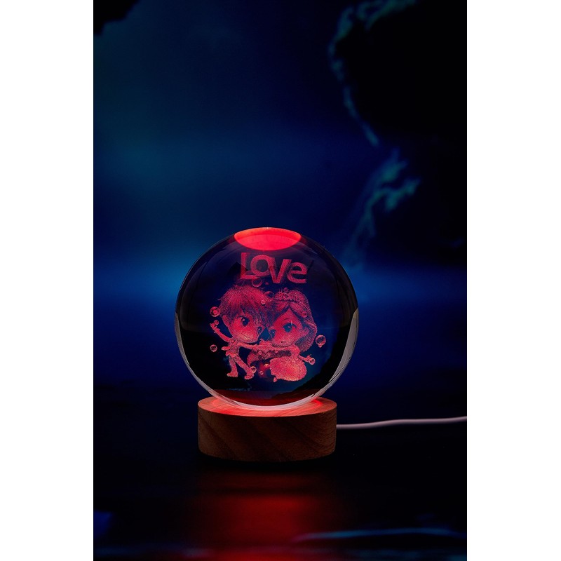 DIGFPWT Love Crystal Ball lamp,3D 3.15 inch K9 Couple Night