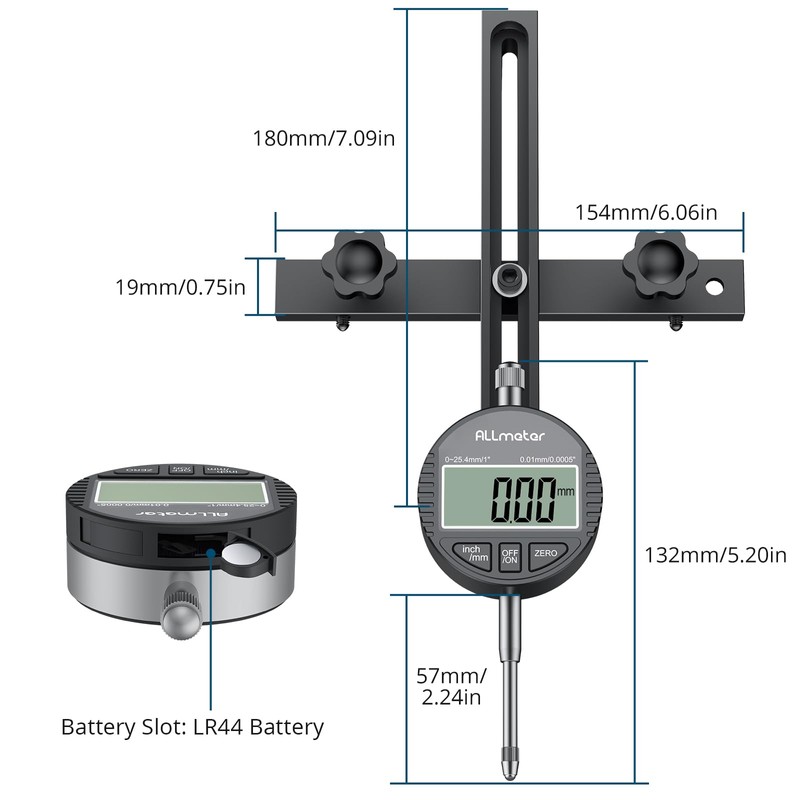 ALLmeter Digital Table Saw Gauge | Straight-Through Chute Design |