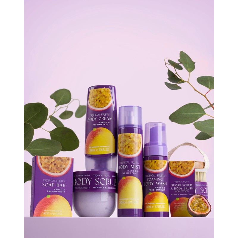 Tropical Fruits Gentle Exfoliating Sugar Scrub & Brush Mango and