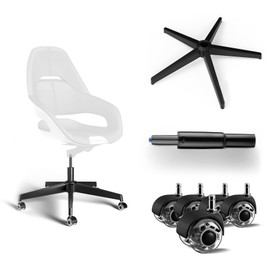 Sytopia Office Chair Base Replacement Bundles, Heavy Duty 2500 Lbs, Reinforced to Repair Swivel Gaming Chair Bottom Part with 5 Premium Caster Wheels and 1 Gas Lift Cylinder, 4.7'' Length Extension