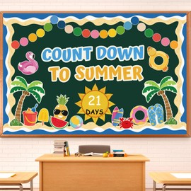 Countdown to Summer Bulletin Board Decoration Set, End of The Year Classroom Decor Hawaiian Luau Bulletin Board Border Tropical Palm Cutouts for Classroom Window Door Wall Home Office School 81Pcs