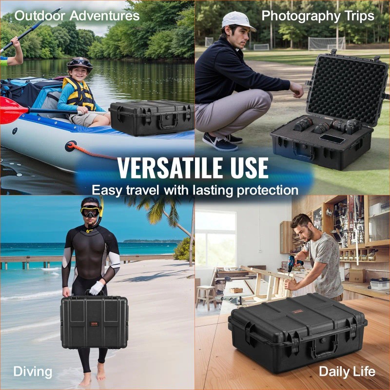 Heavy Duty Weatherproof Dry Box Case with Pre-cut Foam Retractable