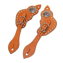 Yitre Western Spur Strap, 1 Pair Beautiful Spur Strap Multifunctional Artificial Leather for Horse Riding Equipment