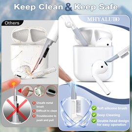 MHYALUDO for AirPods Case Cover, Military Grade Anti-Fall Soft Silicone Shock-Absorbing Protective for AirPods 2&1 Generation Case Skin Touch with Keychain and Cleaning kit, Sky Blue