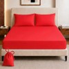 Sábana Cajón Individual Duvló Microfibra + 1 Funda + Morral Color Rojo