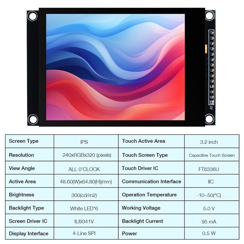 Hosyond 3.2 inch 240x320 IPS Capacitive Touch Screen LCD Module