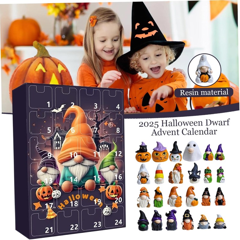 Calendario de Adviento de Halloween 2025, 24 gnomos, estilo A