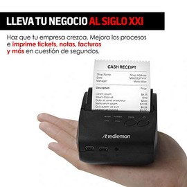 Redlemon Impresora Trmica Porttil Mini con Conexin Bluetooth Inalmbrica, para Tickets y Recibos POS PDV, Tamao de Papel 58mm, Compatible con Windows, 