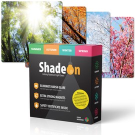 ShadeOn Calming Fluorescent Light Covers (Set of 4, Four Seasons) Light Filters for Drop Ceiling Lights Magnetic, Fits 2x4 Light Fixtures Panels in Classroom & Office - Summer, Autumn, Winter & Spring