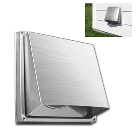 Flamorrow 4in Dryer Vent Cover for Exterior Wall, Stainless Steel Exhaust Range Hood Air Vent with Rain Cover, Robust and Weatherproof, HVAC Bathroom External Extractor Wall Vent Cover