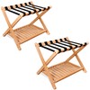 SMIBUY Luggage Rack, 2 Pack, Foldable Bamboo Suitcase Stand with