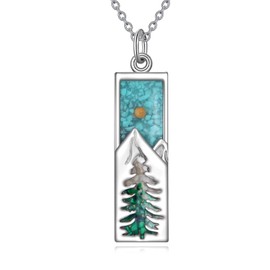 YFN Mountain Necklace for Women Sterling Silver Natural Necklace Jewellery Gift for Skiers, Hikers, Campers, Mountaineers and Nature Lovers, Sterling Silver, Cubic Zirconia