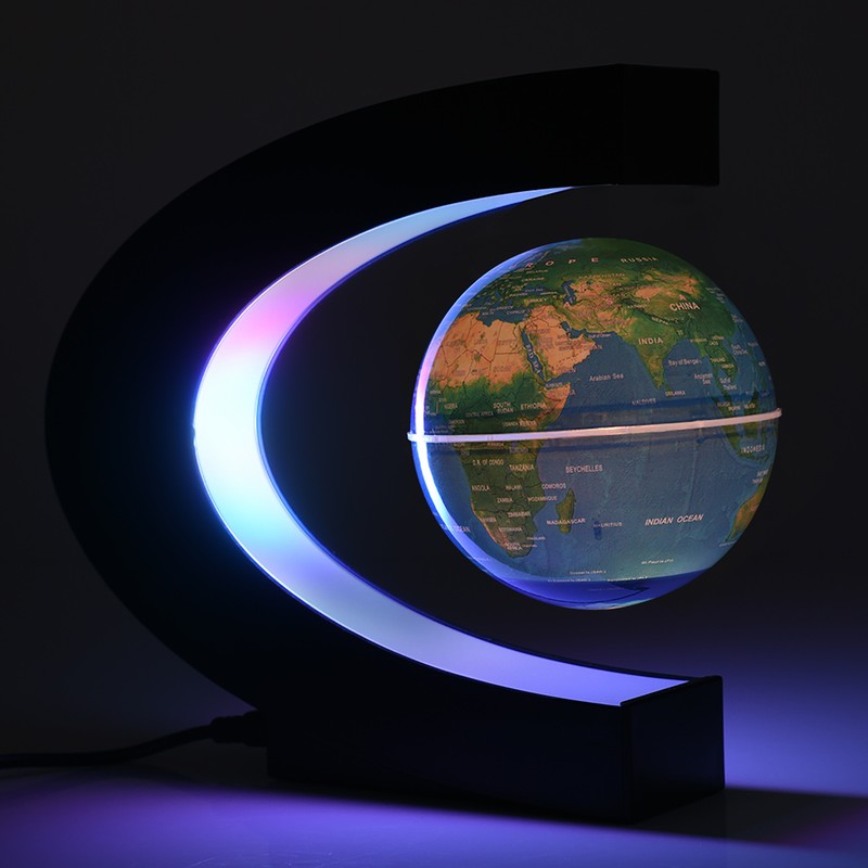 Floating Globe Magnetic Levitation Rotating Globe with Colorful LED Light