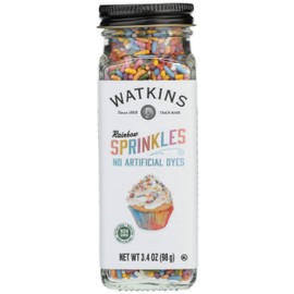 Watkins Rainbow Sprinkles, No Artificial Dyes, Non-GMO, 3.4 Ounce (Pack of 3), Natural