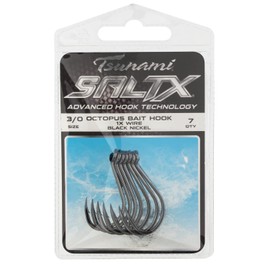 Tsunami SaltX Octopus Bait Hook 1x Wire Black Nickel 5/0-7ct
