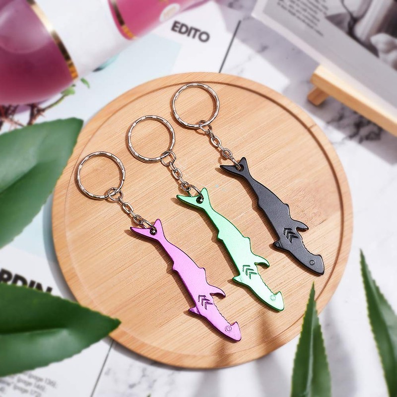 arricraft 12 Pcs Shark Shaped Bottle Opener, Pocketable Keychain Bear