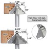 5Pcs Triple Bead Ovolo Bit Set,1/2" Shank,Radius 3.5mm, 4.5mm, 5.5mm,