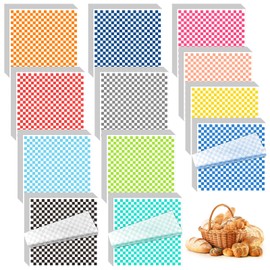 Fulmoon 1200 Sheets Waxed Deli Paper Sheets Sandwich Wrap 12 x 12 Inch Plaid Checkered Sandwich Liners, Food Basket Liner Deli Wrap Wax Paper for Wrapping Bread BBQ Picnic