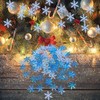 300 Pcs Blue Christmas Snowflake Ornaments Plastic Glitter Snow Flakes