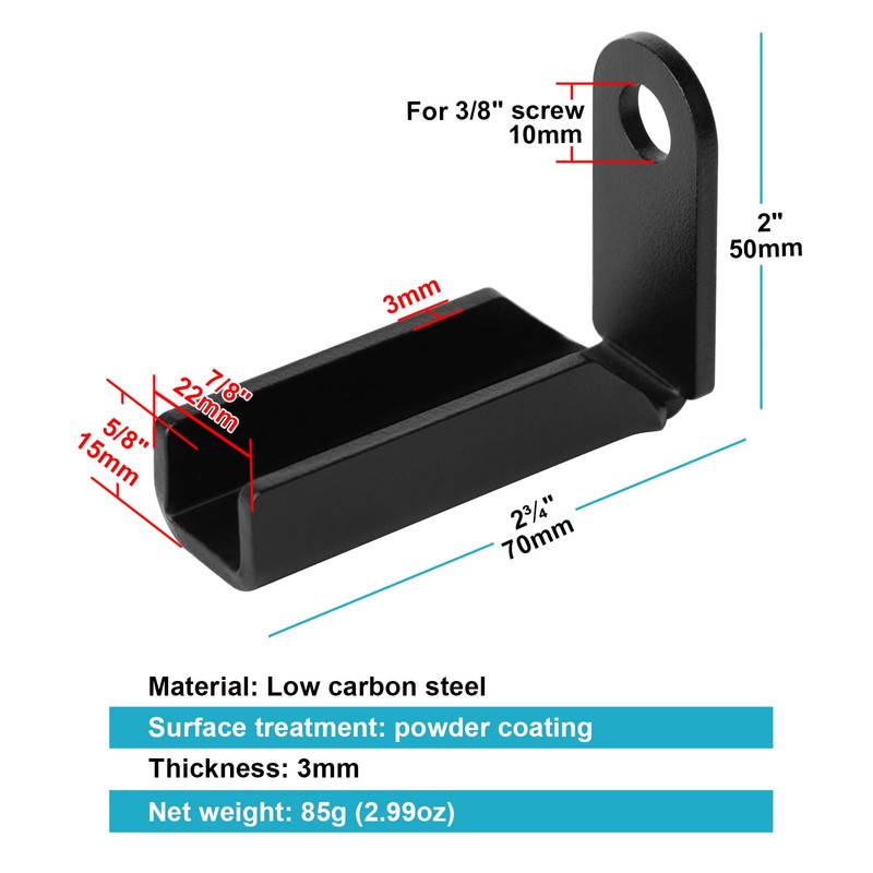 OTTFF 20 Pack Black Fence Mounting Bracket Fits 1" x
