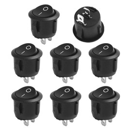 8Pcs 12V Round Rocker Switches, Mini Round Toggle Switch AC 6A/250V 10A/125V SPST 2 Pin Car Switches for Car, Boat, Homehold Application