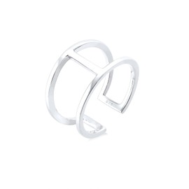 Elli Women's Ring in Geo Minimal Trend Size Adjustable in 925 Sterling Silver, Facet cut, No Gemstone