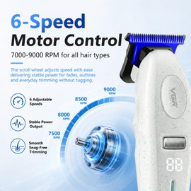 VGR 887T Zero Gap Hair Trimmer for Men with 6-Speed & 9000PRM, White