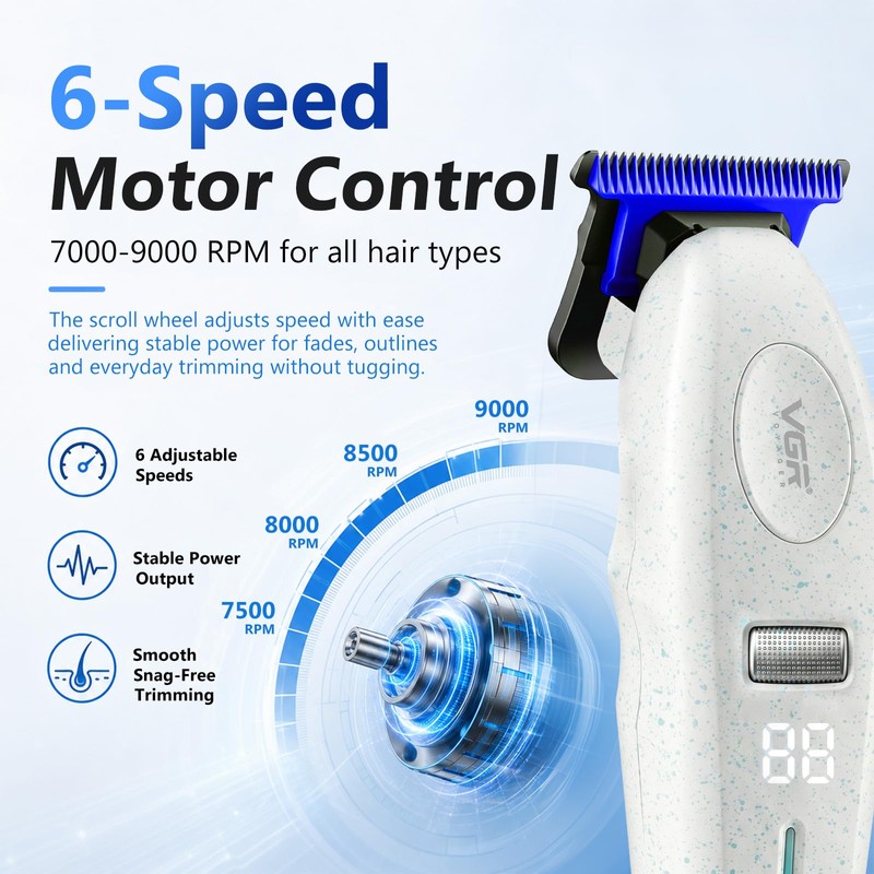 VGR 887T Zero Gap Hair Trimmer for Men with 6-Speed