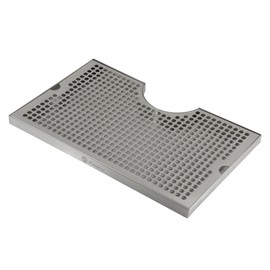 Kegco SECO-1610 16" x 10" Surface Mount Drip Tray - 3" Column Cut-Out - SS, No Drain