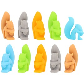 Honbay 10PCS Cute Squirrel Shaped Silicone Glass Identifier Small Animal Drink Markers Tea Bag Holder for Cup Tea Bag Hangers Wine Cup Markers