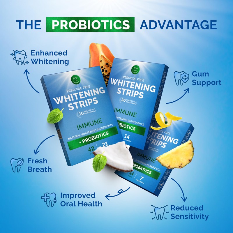 Teeth Whitening Strips by Pop On, 14 Strips, 7-Day Treatment,
