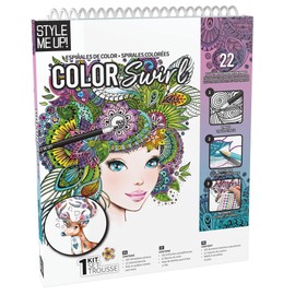 Style Me Up: Cool Swirl, Kids Art Kit, Includes 22 Illustrated Sheets of Paper, Templates Feature a Range of Designs, for Ages 8 and up
